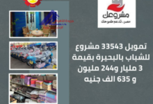 تمويل 33543 مشروع للشباب بقيمة 3 مليار و244 مليون و 635 ألف جنيه بالبحيرة