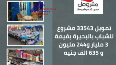 تمويل 33543 مشروع للشباب بقيمة 3 مليار و244 مليون و 635 ألف جنيه بالبحيرة